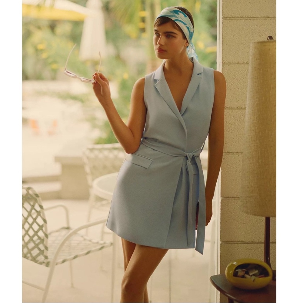 💘 Anthropologie Sleeveless Vest Mini Dress Baby Blue Sky L